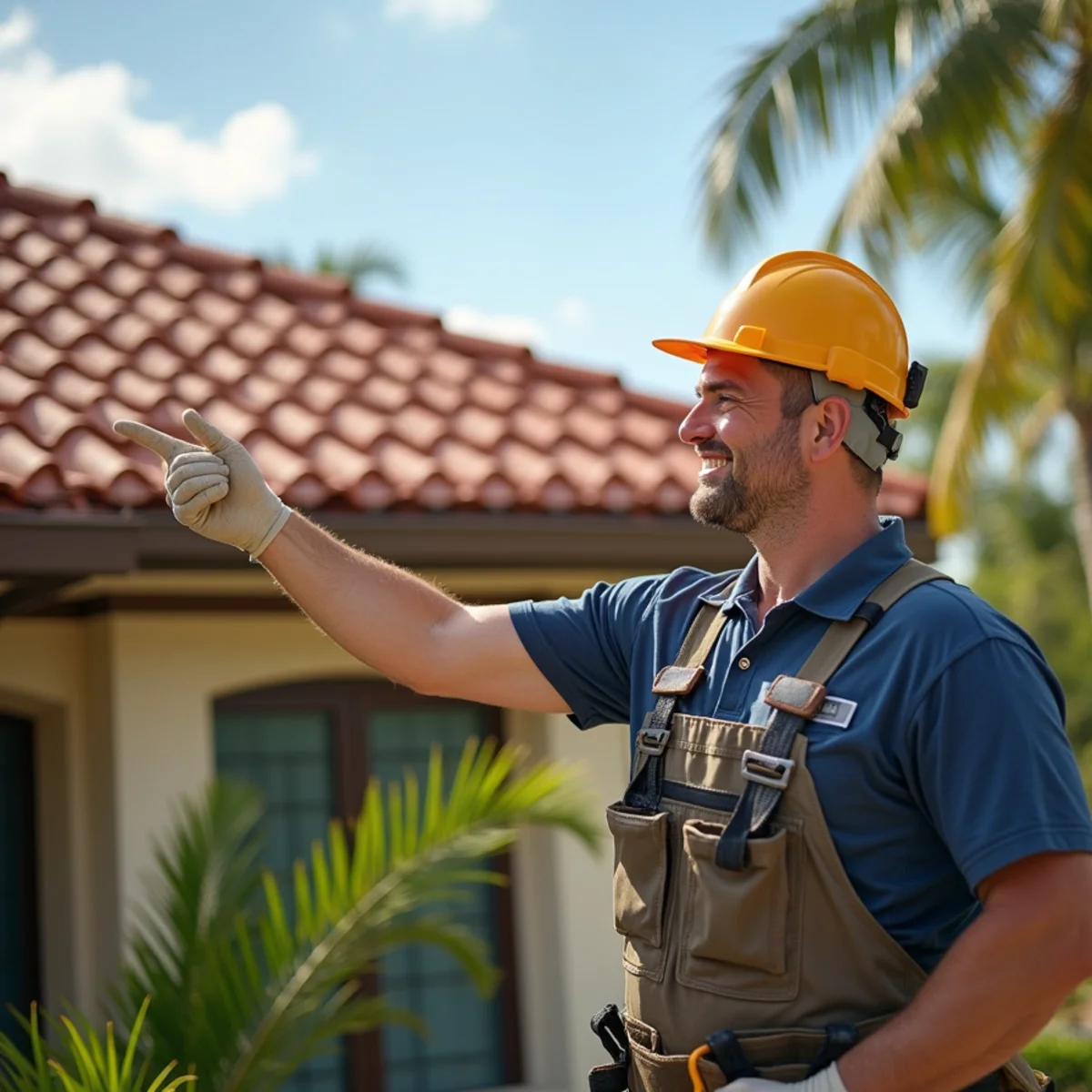 Satisfied Boca Raton homeowner with repaired Mediterranean barrel tile roof
