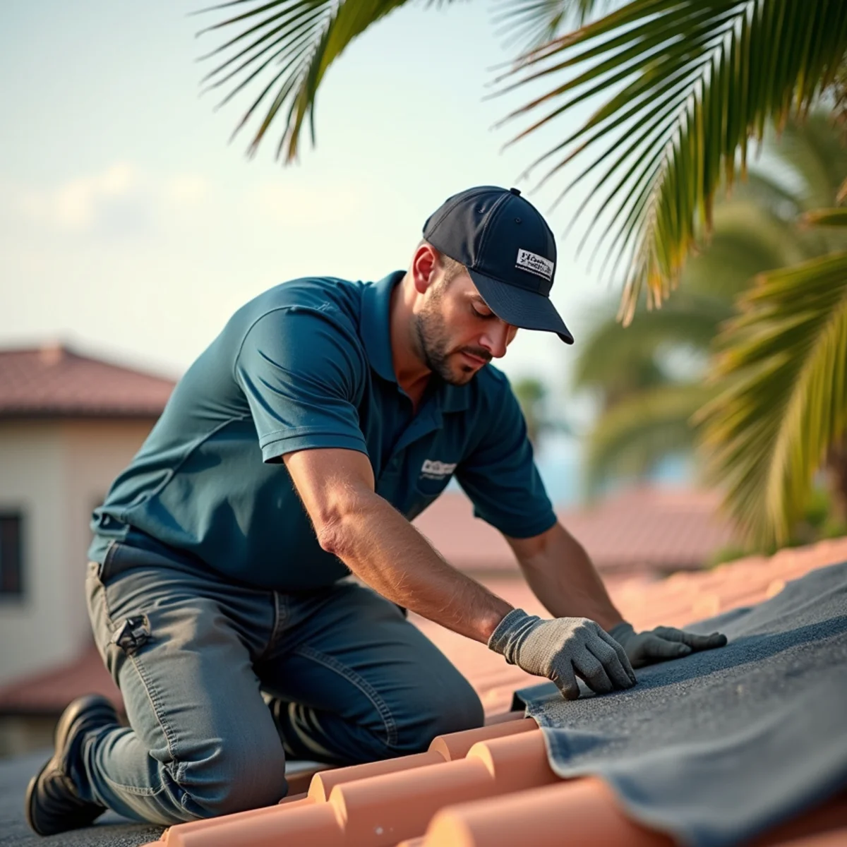Roof leak repair and tile restoration on residential property in Deerfield Beach, FL